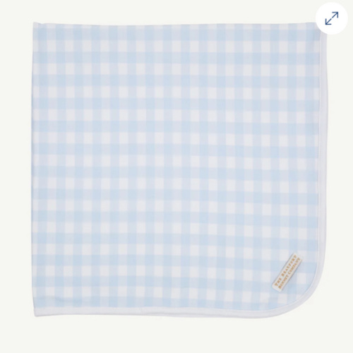 Baby Buggy Blanket - Buckhead Blue Gingham with Worth Avenue White