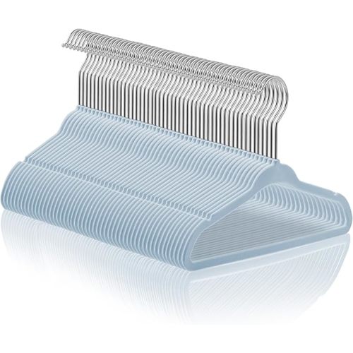 Casafield 50 Velvet Baby Hangers - 11" Size for Infant & Toddler Clothes - Light Blue