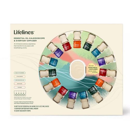 Lifelines Everyday Diffuser and Full Essential Oil Blends Collection Gift Set: Portable Aromatherapy, 15 Unique Scents