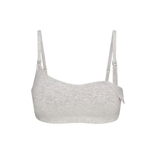 COTTON JERSEY MATERNITY NURSING SCOOP BRALETTE | LIGHT HEATHER GREY | SKIMS