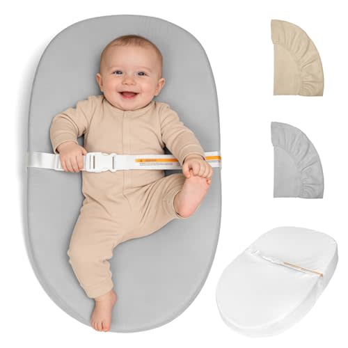 Baby Changing Pad, Muslin Diaper Changing Pad with Waterproof Lining, Changing Table Pads for Dresser with 2 Pack Muslin Covers(Grey + Camel)
