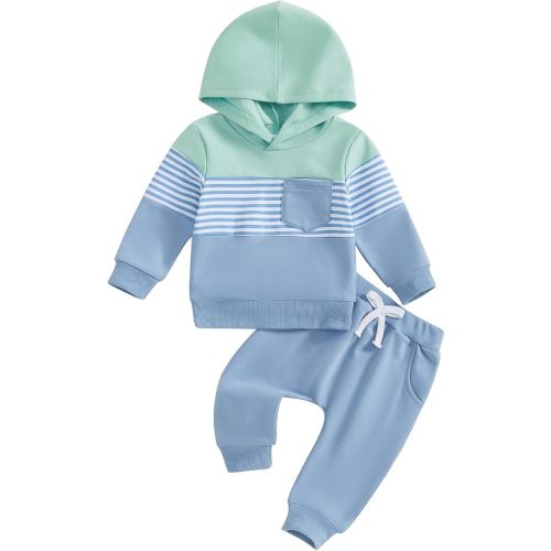 Infant Baby Boy Fall Winter Clothes Outfit Hooded Long Sweatshirt Pant Set