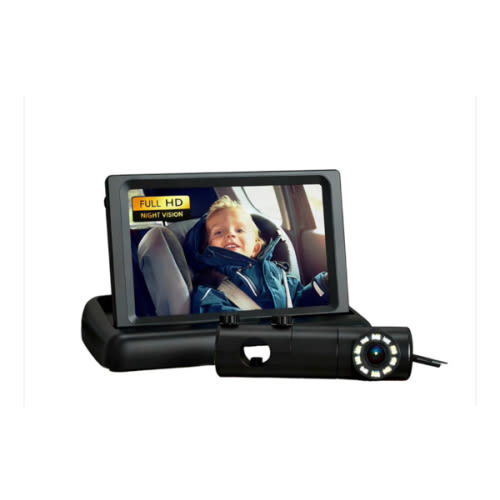 Baby Car Camera with HD Monitor & Night Vision – GROWNSY Backseat Baby Monitor for Rear Facing Car Seat, Wide View Infant Car Camera for Safe Driving