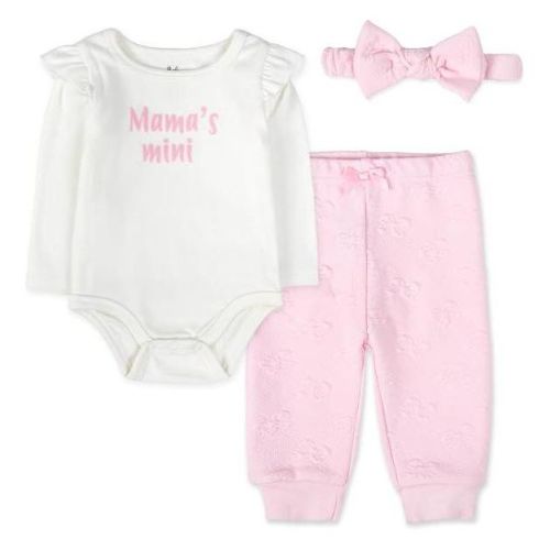 Baby Essentials Infant 3 Piece Layette Set with Bodysuit, Quilted Jogger Pants, Cozy Fall & Winter Outfit,size 3 months to 9 months