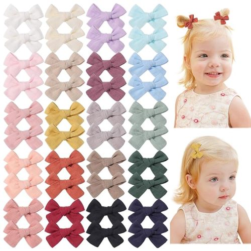 jollybows Mini Lined Hair Clips Bows for Babies, Infants, Toddlers, Girls and Teens - 40pcs 2" Tiny Barrettes | 2" Mini Fully Lined Baby Bows Tiny Hair Barrettes for Toddler Fine Hair Multicolored-1