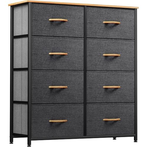 YITAHOME Dresser with 8 Drawers - Fabric Storage Tower, Organizer Unit for Bedroom, Living Room, Hallway, Closets - Sturdy Steel Frame, Wooden Top & Easy Pull Fabric Bins