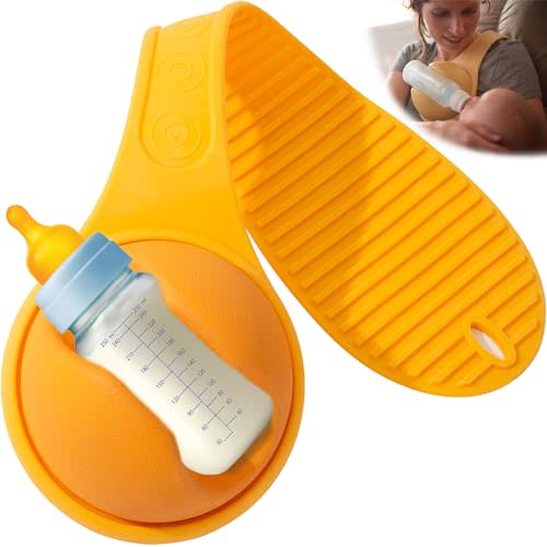 Baby Bottle Holder Hands Free, Hands Free Bottle Holder for Dad Anti-Shedding and Anti-Slip Suitable for Most Bottle Sizes-Free Hand Bottle Holder (Orange)