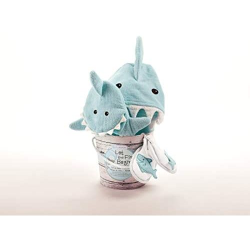 Baby Aspen Four-Piece Gift Set, Let The Fin Begin, Blue - Blue Shark