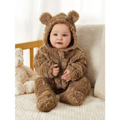 SnuggleCub Fleece Hooded Footie Romper | Warm Cartoon-Print for Newbor – BubblyBuds | Baby & Parenting Essentials