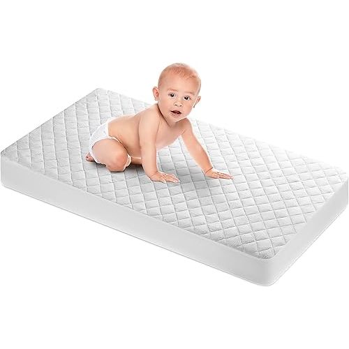 Masirs Crib Mattress Protector Cover - Comfortable, Breathable and Waterproof Material. Keep The Crib Mattress Clean and Protected and Give Your Baby a Cozy Restful Sleep. Machine and Dryer Friendly.