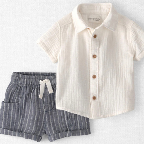 Baby Boy 2-Piece Organic Cotton Gauze Top & Short Set - Little Planet | Carter's