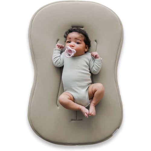 snuggle me® Baby Lounger Curve (0-6 Months) - Premium Organic Cotton with Foam Core, Machine-Washable Cover, Buttery-Soft & Breathable Infant Lounger with Travel Bag (30 in x 20 in x 1.9 in) - Birch