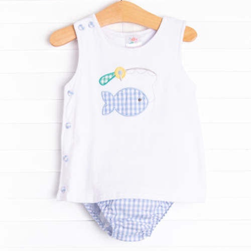 Catch and Release Applique Diaper Set, Blue – Stitchy Fish