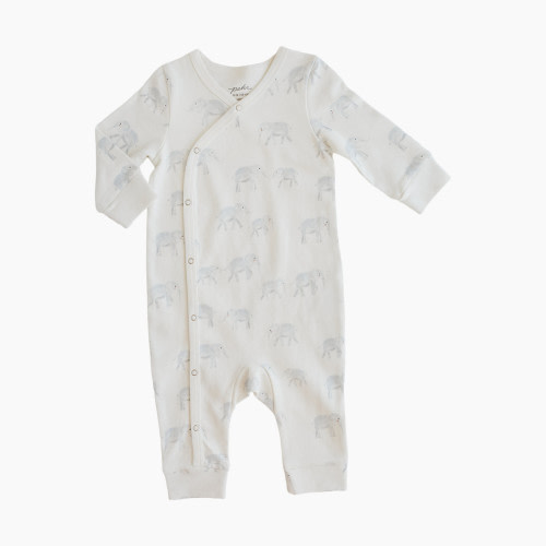 Pehr Organic Cotton Wrap Romper - Follow Me Elephant, 0-3 M