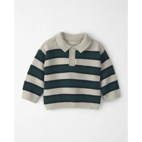 Baby Boy Organic Cotton Sweater Knit Polo in Stripes - Little Planet | Carter's