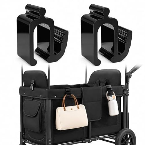 Universal Stroller Hooks for Bags, Heavy Duty Baby Stroller Accessories for Diaper Bags, Grocery Bags & Shopping Bags, Easy Install Stroller Clips for Most Strollers and Wagons