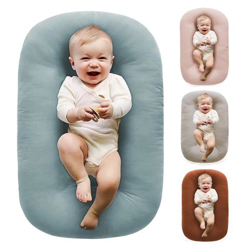 Baby Lounger 0-24 Months 100% Cotton Soft & Breathable(Blue) | Breathable Cotton Fabric,Snuggle Cozy me,Baby play mat,Infant Floor Seat & Loungers,Infant Babies Essentials Gifts
