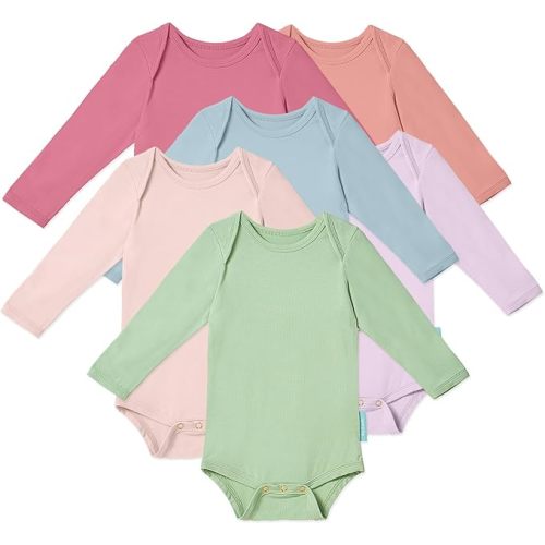 PurComfy Supersoft Long Sleeve Baby Bodysuits, Premium Bamboo Rayon Bodysuit Unisex Boy Girl 0-3-6-9-18-24 months