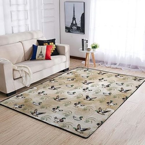 Mallard Duck Nursery Area Rug for Baby Girl Boy Green Ducks Lake Kids Throw Carpet for Living Room Bedroom Kids Room Kitchen Home Decor Hunting Ducks Floor Mat 48x72inch