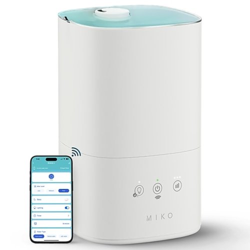 MIKO Breeze+ Evaporative Cool Mist Tabletop Humidifier, 1.5-Gallon, For Rooms 600 sq. ft., White (MAH-03W)