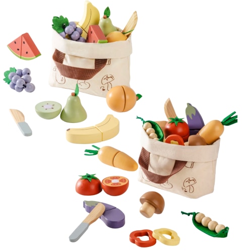 Robud Little Chef Wooden Play Food Bundle – Fruit & Vegetable Set