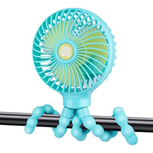 Portable Stroller Fan Personal rechargeable USB Fans With 5200mAh 3 Speeds Battery Small Baby Car Seat Mini Handheld Clip On Fan for Pram Crib Bike Treadmill Outdoor Camping Travel and Student Desk