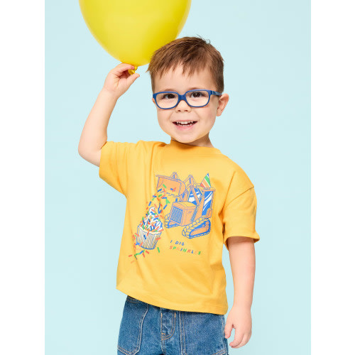 Oversized Short-Sleeve Birthday Graphic T-Shirt for Toddler Boys