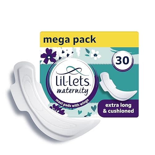 Lil-Lets Extra Long Postpartum Maxi Pads with Wings – 30 Pack Bundle for Post-Natal Bleeding & Heavy Flow – Postpartum Essentials - Extra Absorbent, Soft & Cushioned Maternity Towels, Fragrance-Free