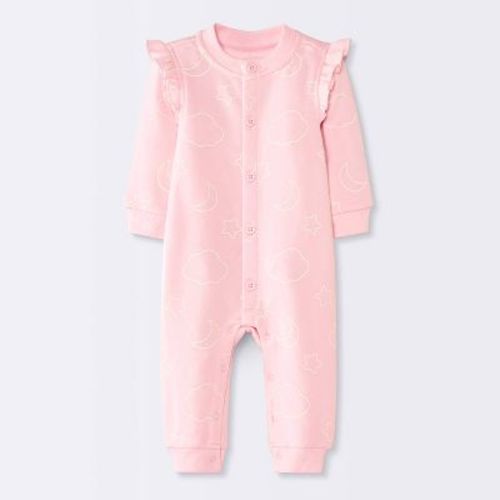 Baby Girls' Moon and Stars Fleece Romper - Cloud Island™ Pink