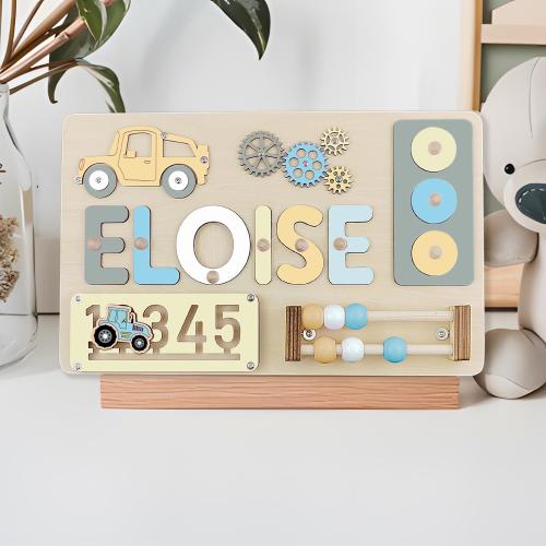 Name Puzzle Montessori Busy board for Toddlers - Personalized Puzzle Wooden Toy Baby Shower, Christmas, or 1st Birthday Gift