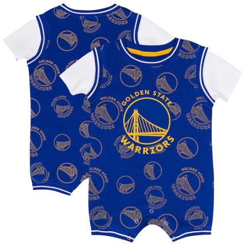 Infant Golden State Warriors Outerstuff Royal Logo Mania Romper