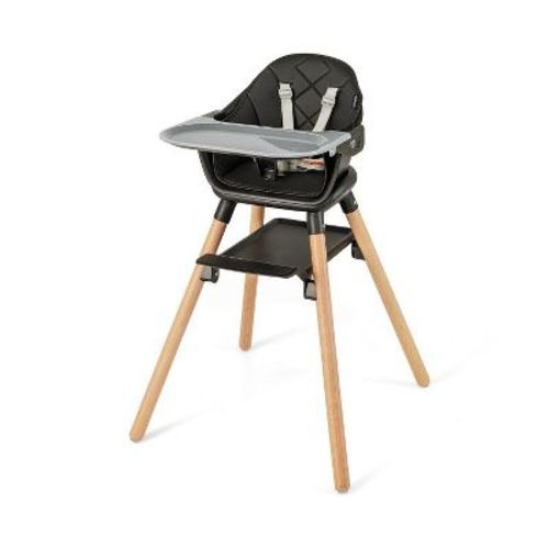 Yinvani 6 in 1 Convertible Highchair with Safety Harness and Removable Tray, Black