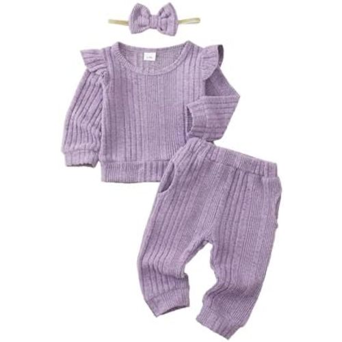 Mioglrie Toddler Baby Girl Clothes Fall Winter Sweatsuit Newborn Sweatshirt Sweat Pant Sets Outfits Infant Girls Clothing