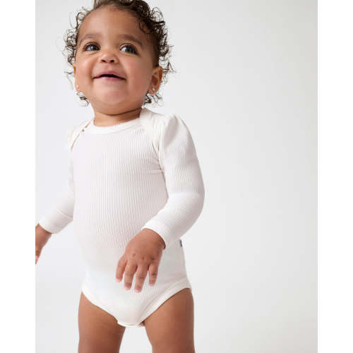Soft White Ribbed Puff Bodysuit | Little Sleepies Newborn