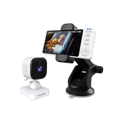 Wireless Car Baby Monitor, 5" HD Night Vision, Rear Seat Monitor | No WiFi or App, 720P Video, 350° Camera Rotation, 360° Monitor Mount, Temperature Alert, VOX Mode, IPS Display, Easy Setup