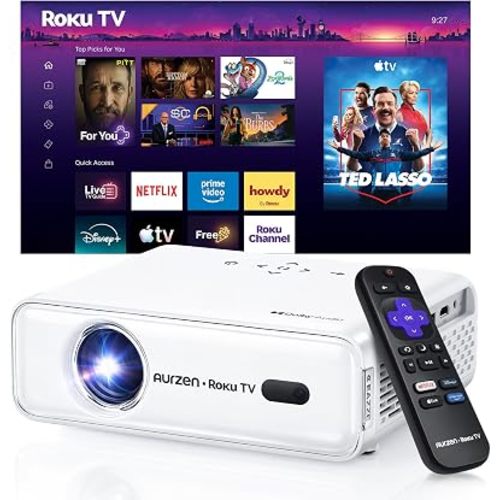 Aurzen Roku TV D1R Smart Portable Outdoor Projector with WiFi and Bluetooth