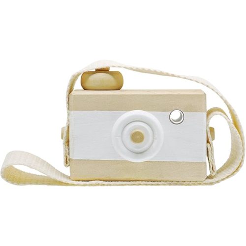 Baby Toy Wooden Mini Camera Toy, Baby Kids Cute Mini Sharpe Toy, Neck Hanging Photographed Props for Baby Toddlers Children Kids' Room Hanging Decor Gift (White-2)
