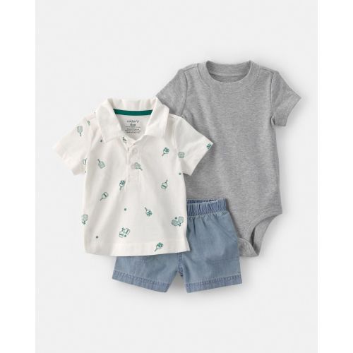 Baby Boy 3-Piece Pickleball Short-Sleeve Top, Bodysuit & Short Set - Carter's | Carter's