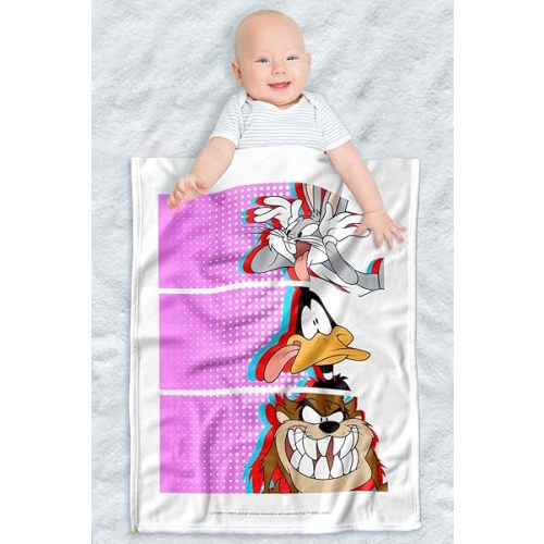 LOGOVISION Looney Tunes Lightweight Baby Blanket, 30"X40", Tiles Unisex for Infants Girls & Boys