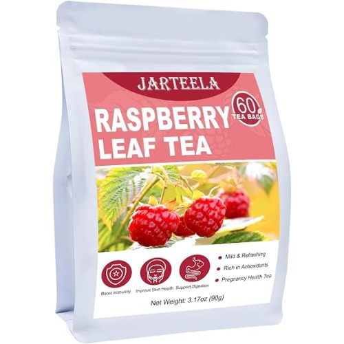 Jarteela - Raspberry Leaf Tea Bag, 1.5g x 60 Count - Natural Red Raspberry Leaf Herbal Tea Pregnancy - Premium Herbs - Non-GMO - Caffeine-free Tea - Aids In Digestion