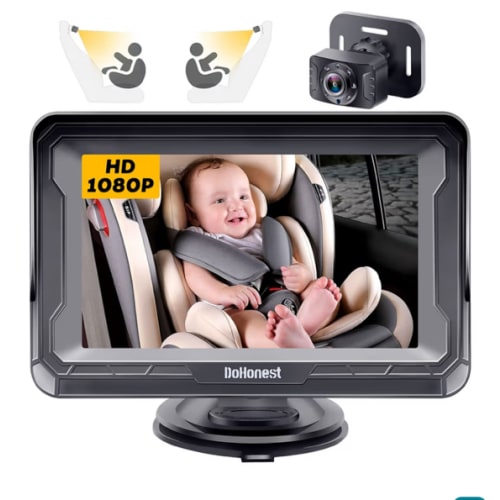 DoHonest Baby Car Camera HD 1080P - Rear-Facing Car Baby Monitor with Night Vision, Adjustable View Angle, Easy Setup, Anti-Glare Display, Safety for Kids & Infants