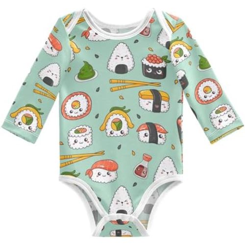 vvfelixl Baby Bodysuits Cute Baby Crocodiles Long Sleeve Cotton Baby Clothes for Boys Girls 0-3M