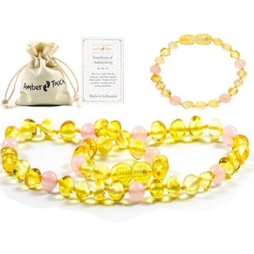 Baltic Amber Necklace and Amber Bracelet - Natural Amber from Baltic Region (13in. and 5.5in.)