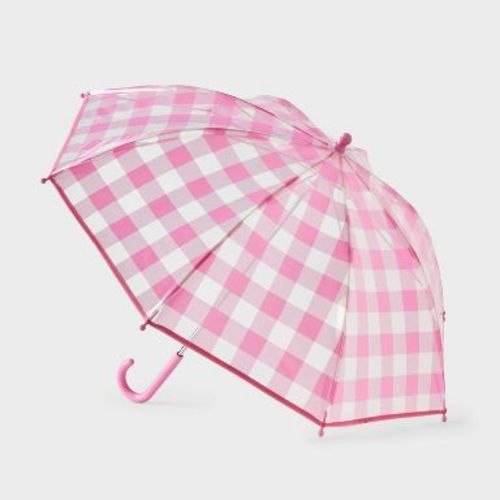 Girls' Gingham Stick Umbrella - Cat & Jack™ Pink/Clear