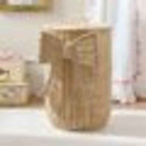 LoveShackFancy Woven Bow Lidded Hamper, Natural
