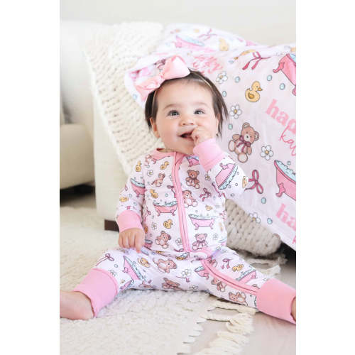Bathtime Besties Convertible Zip Romper | Pink