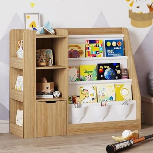 Kids Bookshelf with Toy Storage & Display Case