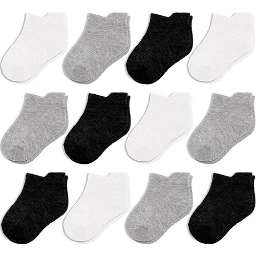 CozyWay Baby & Toddler Socks Ankle Comfy Cotton Socks For Girls and Boys No Show Infant - 12 Pack