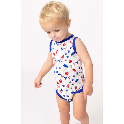 The Fourth Bamboo Henley Onesie with Snaps