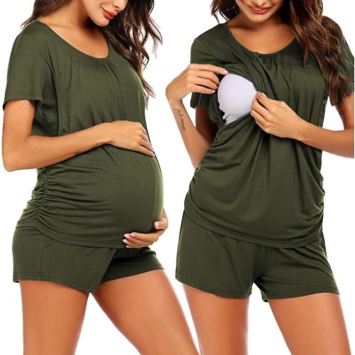 Ekouaer Womens Nursing Pajamas Maternity Breastfeeding Pjs Sleepwear Layer Soft Postpartum Lounge Set Pregnancy Clothes